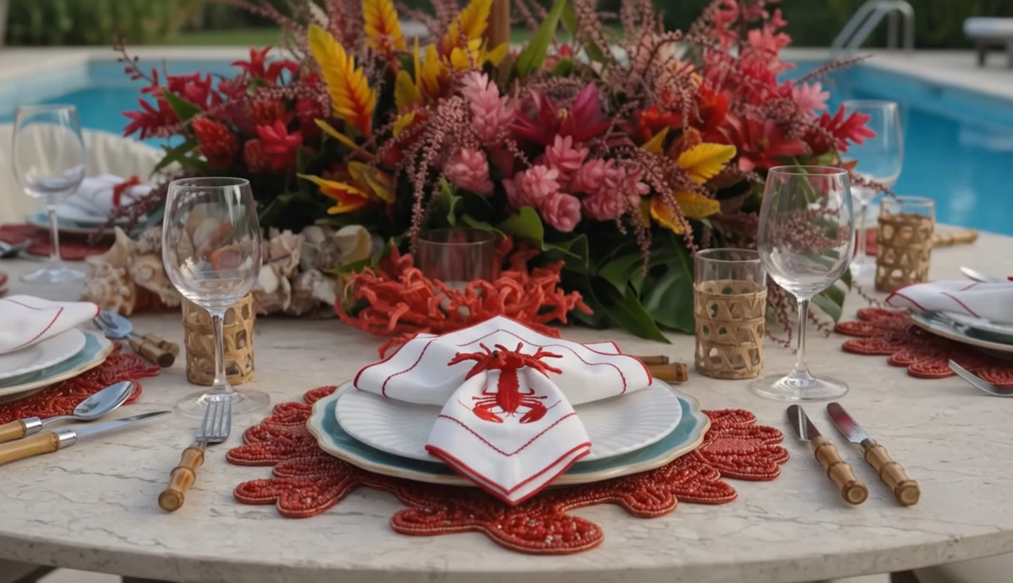 Coral Beaded Placemat, 1 piece