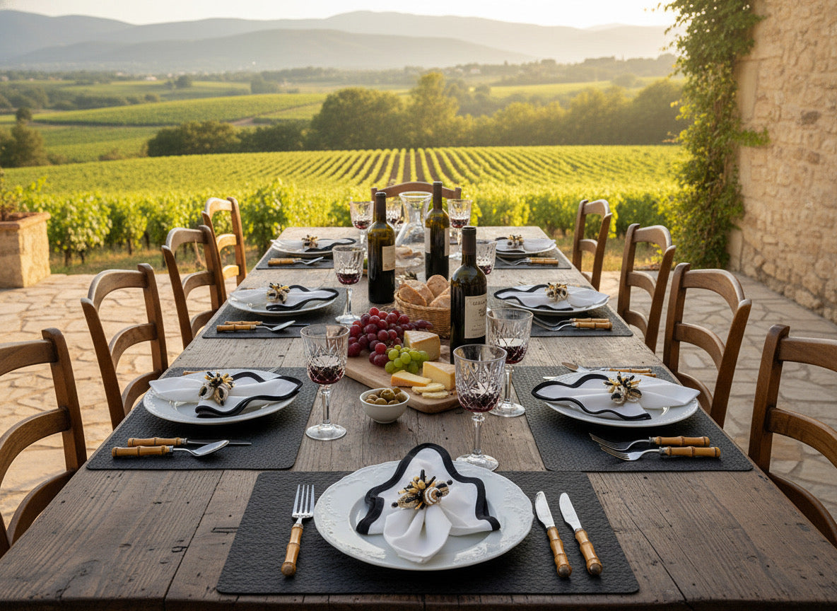 Wheat Rectangle Placemat in Black, Set of 4