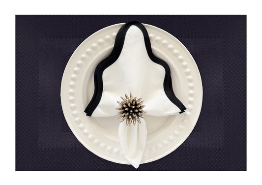 Black Border Pattern Rectangle Placemat, Set of 4