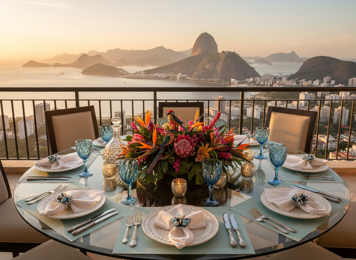 Velvet Feel Rectangle Woven Placemat in Seamoss Blue, Set of 4