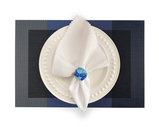 Gradient Rectangle Woven Placemat in Blue Tones, Set of 4