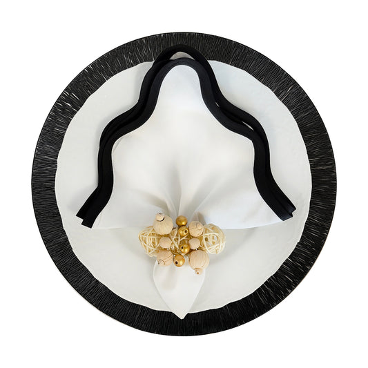 Wish Round Placemat in Black, Set of 4