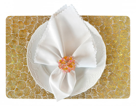Bright Flower Rectangle Placemat in Gold, Set of 4