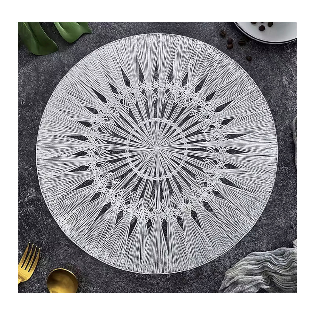 Wish Round Placemat in Silver, Set of 4