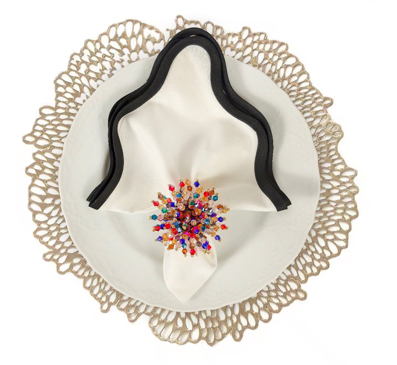 Flower Power Round Placemat in Gold, Set of 4