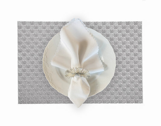 All Squared Rectangle Placemat in Silver, Set of 4