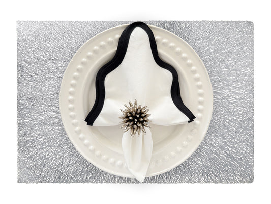 Sunburst Rectangle Placemat in Silver, Set of 4