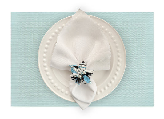 Velvet Feel Rectangle Woven Placemat in Seamoss Blue, Set of 4