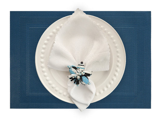 Velvet Feel Rectangle Woven Placemat in Steel Blue, Set of 4