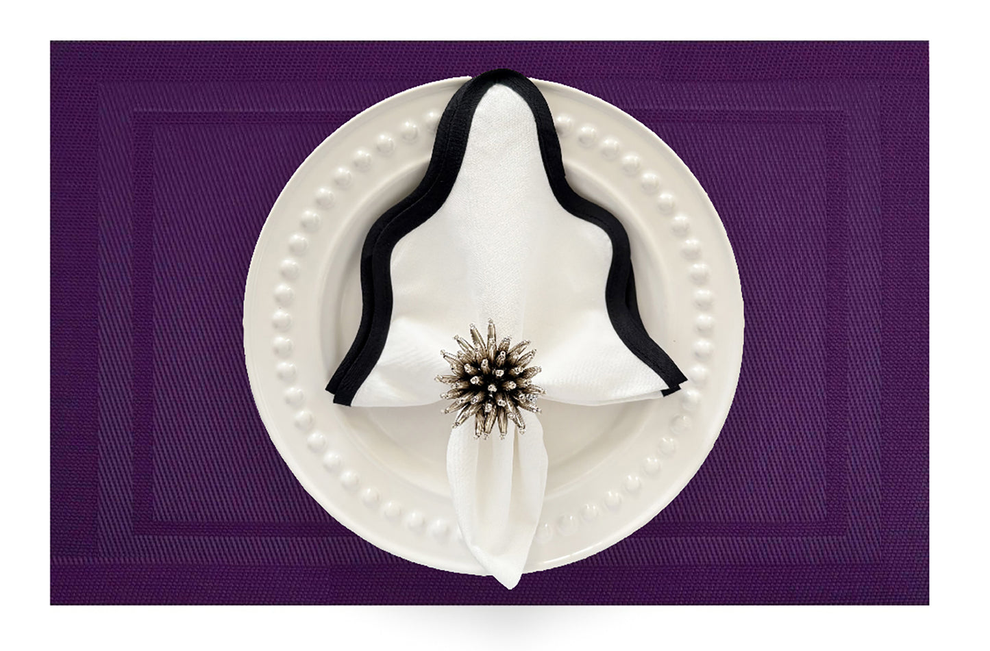 Velvet Feel Rectangle Woven Placemat in Violet Purple, Set of 4