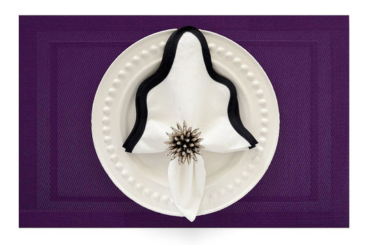 Velvet Feel Rectangle Woven Placemat in Violet Purple, Set of 4