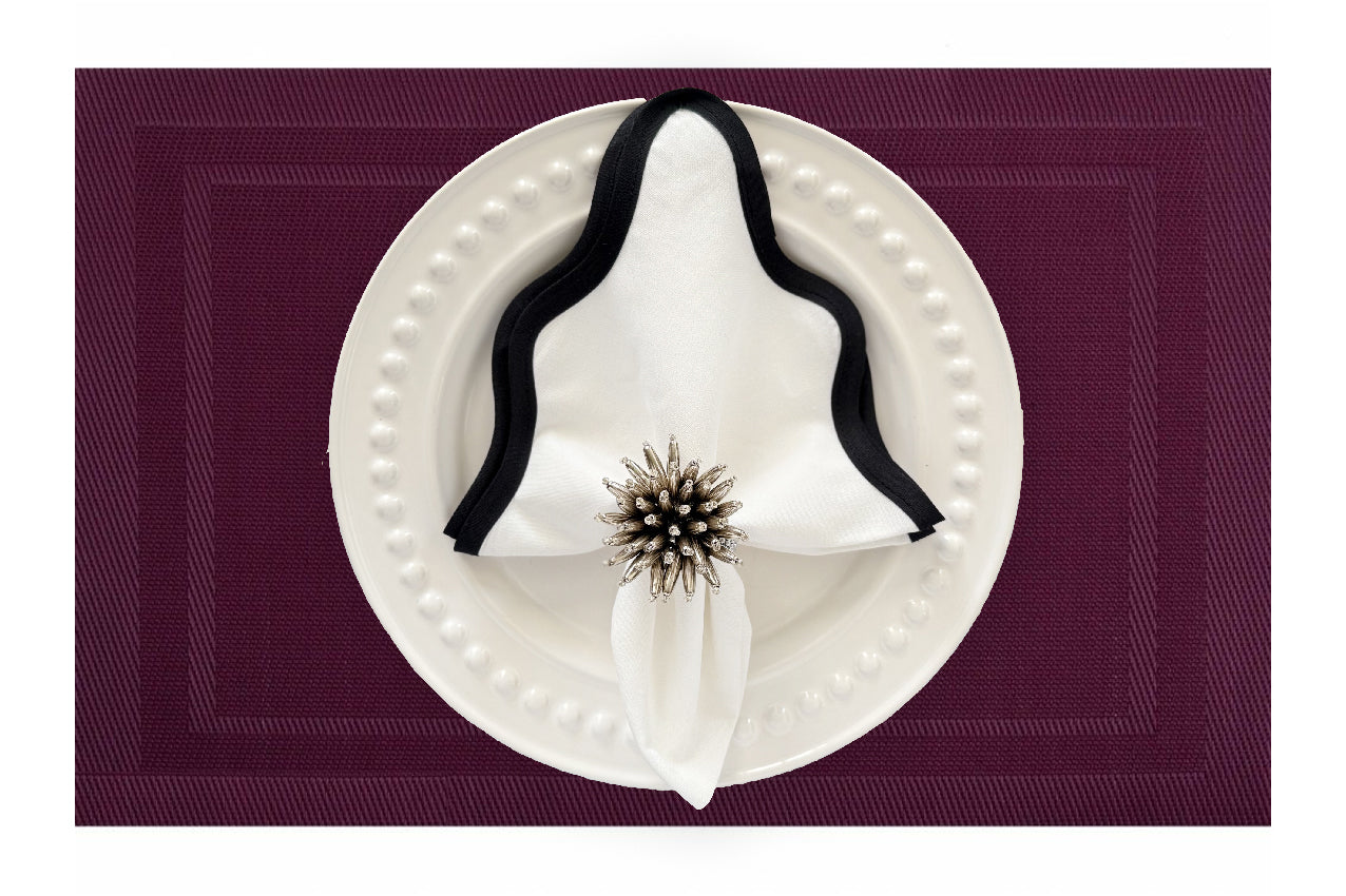 Velvet Feel Rectangle Woven Placemat in Cherry Red, Set of 4