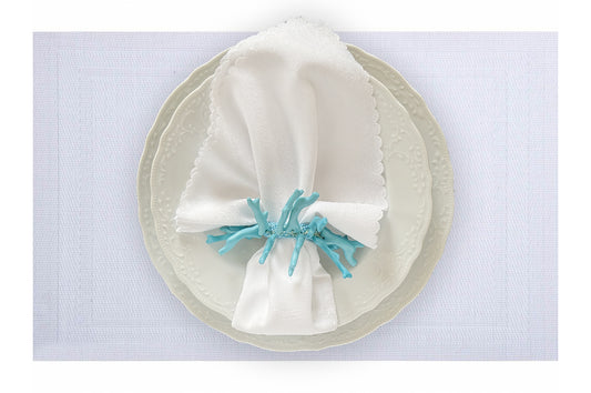 Velvet Feel Rectangle Woven Placemat in Salt White, Set of 4