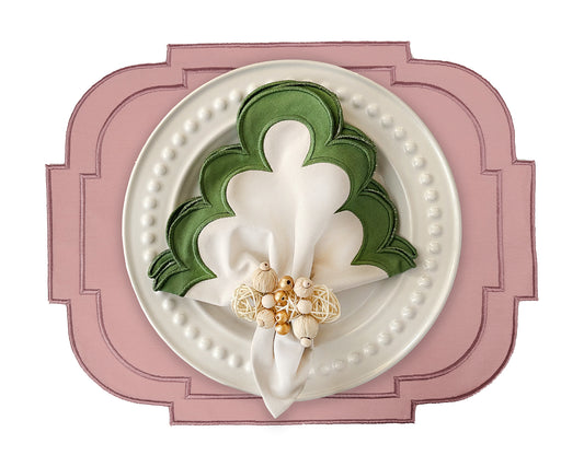 Embroidered Pink Emperor placemat, Set of 4