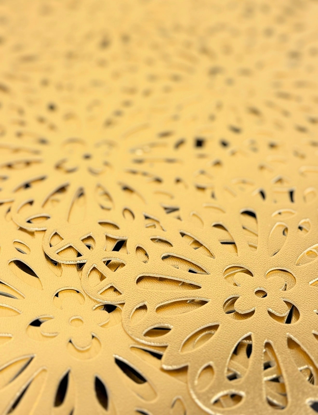 Gold metallic cut out flower design in faux leather x 8