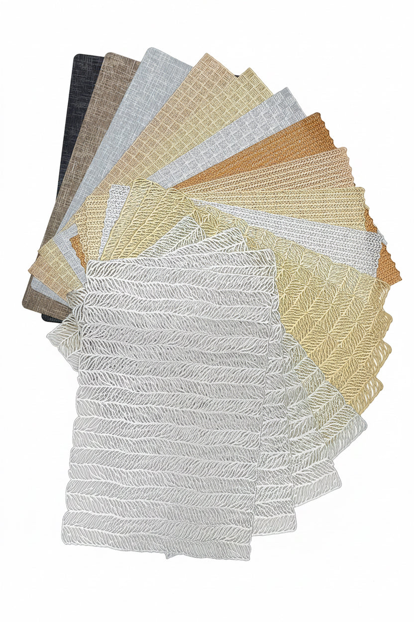 A mix of metallic textured placemats. X 18