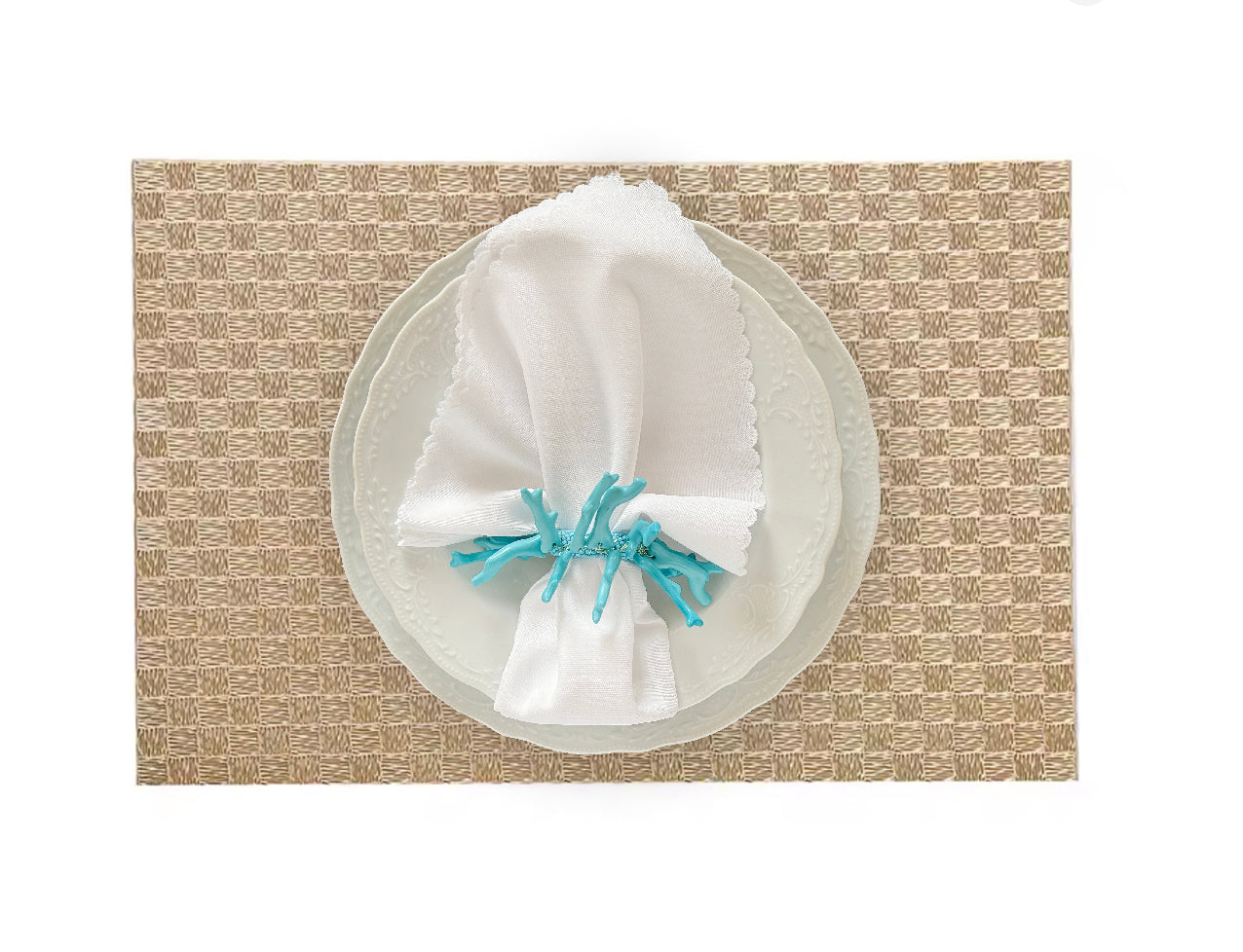 All Squared Rectangle Placemat in Gold, Set of 4