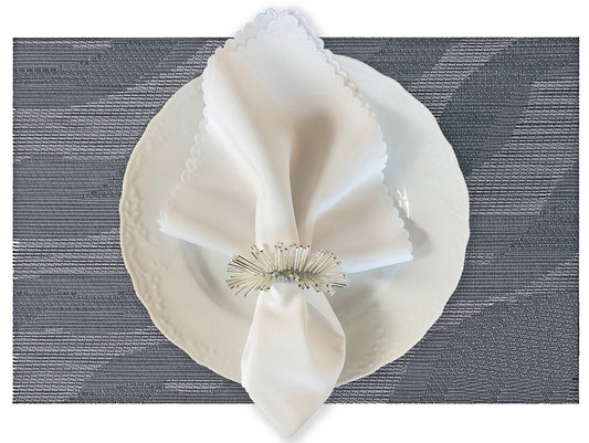 Wave Rectangle Woven Placemat in Grey, Set of 4