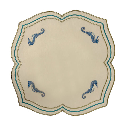 Sample Embroidered Seahorse placemat x 4