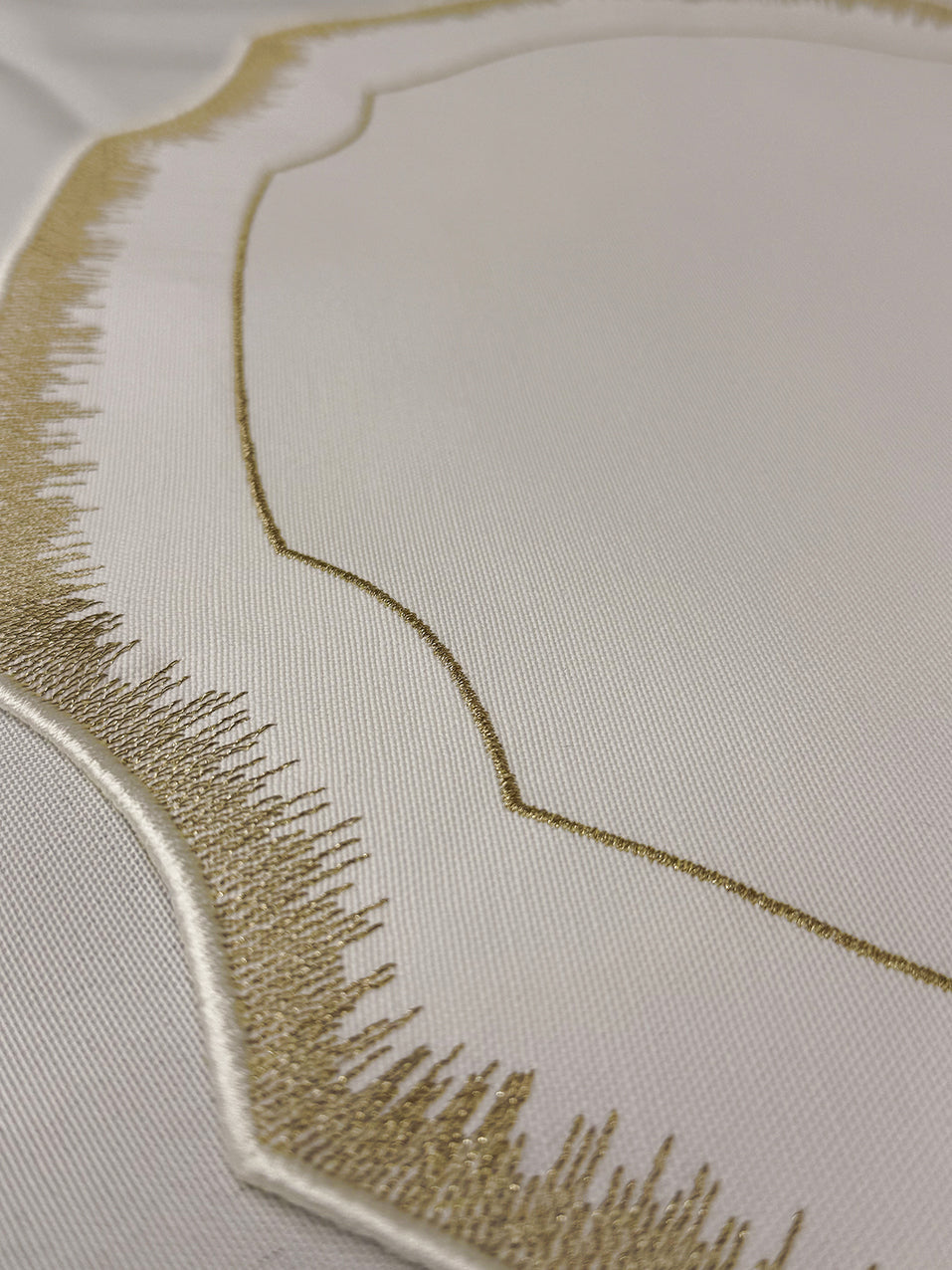 Samples Embroidered Gold Dust placemat in Ivory & Gold x 4