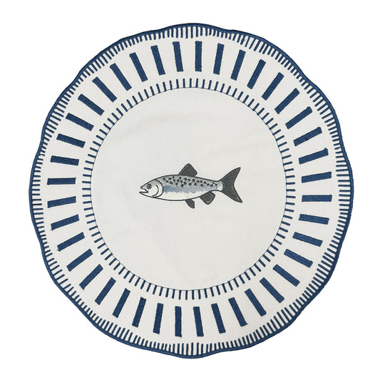 Samples Embroidered Striper placemat in Navy Blue x 3