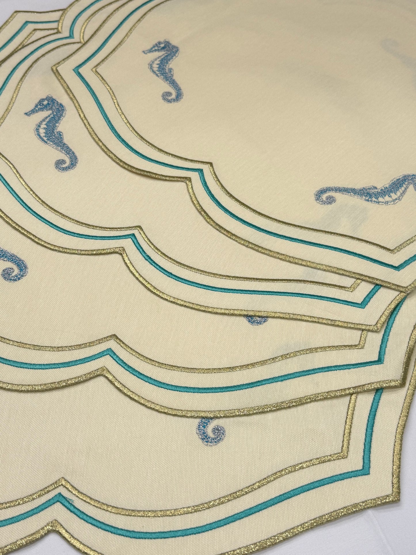 Sample Embroidered Seahorse placemat x 4