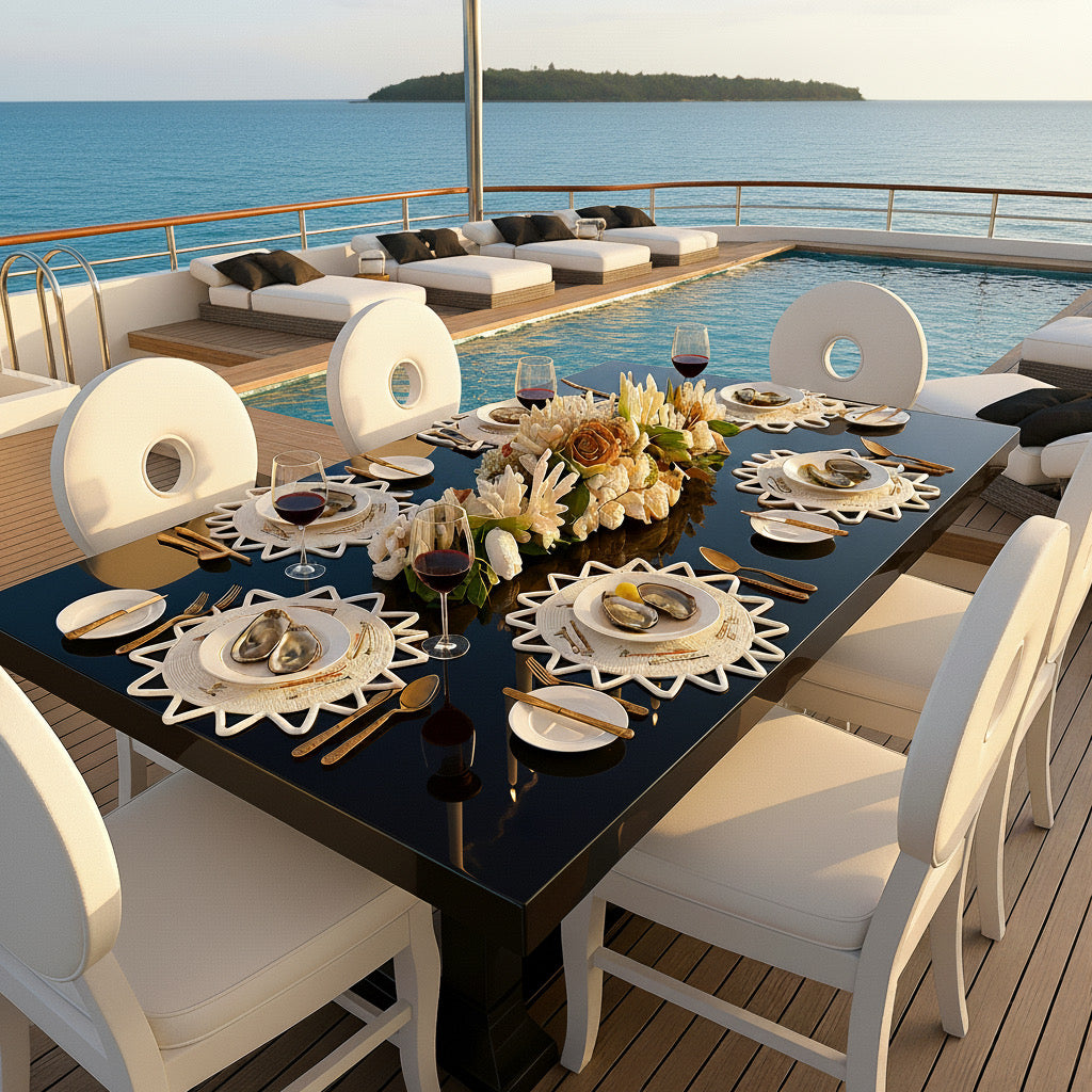 The Ocean Beaded placemat in White , Set of 2