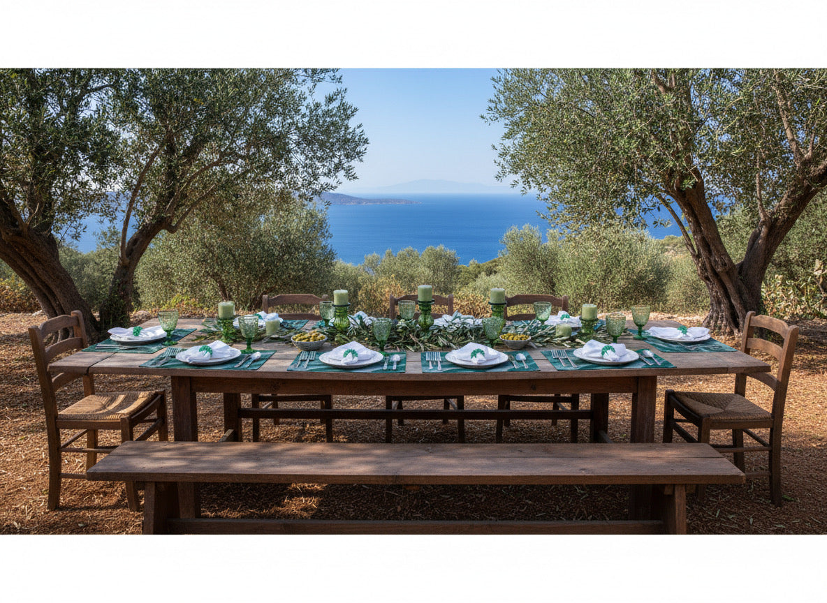 Wave Rectangle Woven Placemat in Green, Set of 4