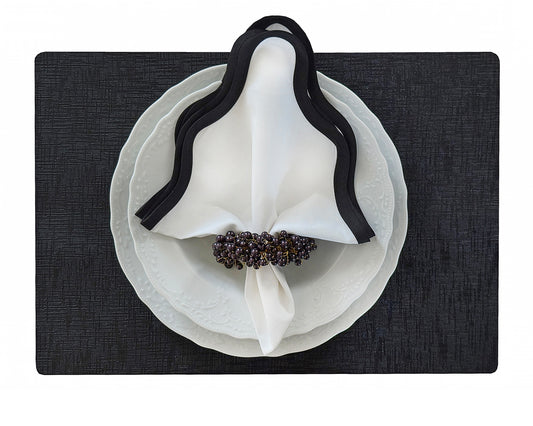 Metallic Rectangle Placemat in Black, Set of 4