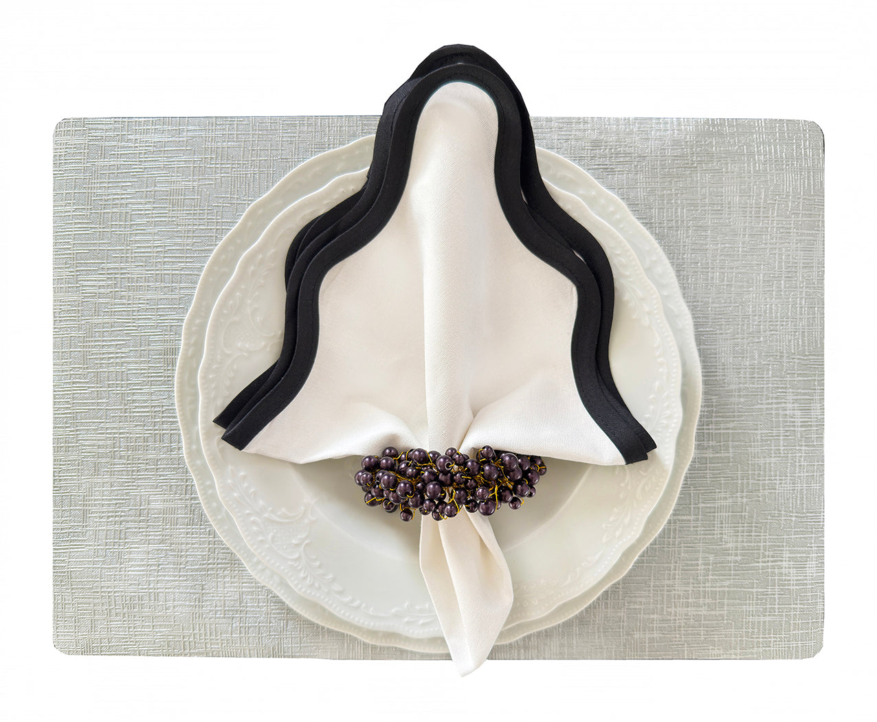 Metallic Rectangle Placemat in Silver, Set of 4