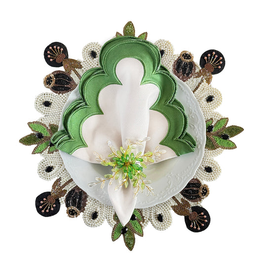 Olive Beaded placemat, Set of 2