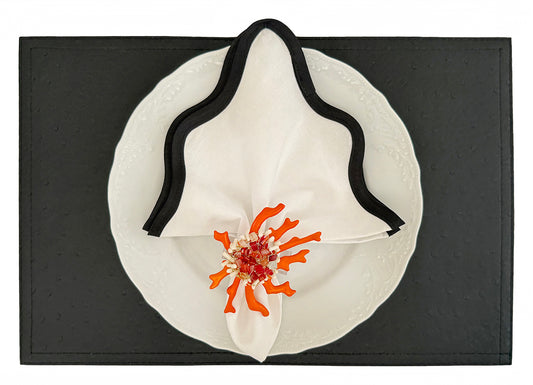 Ostrich Faux Leather Rectangle Placemat in Black, Set of 4