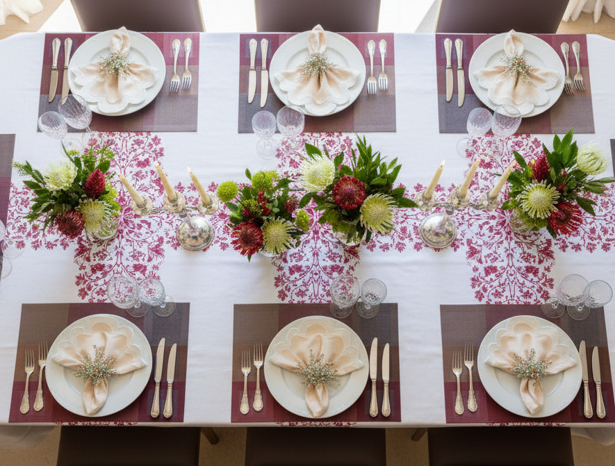 Red Squares Rectangle Woven Placemat in Red Gradient, Set of 4