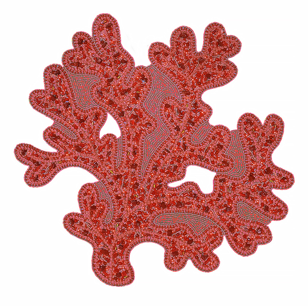 Coral Beaded Runner , Set of 1