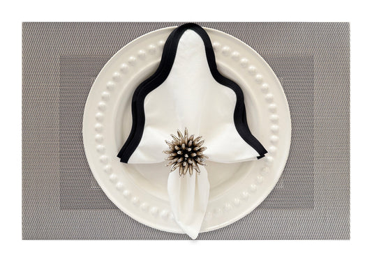 Silver Border pattern Rectangle Placemat, Set of 4