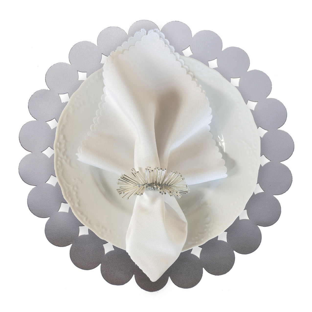 Samples Fleur Placemat in Silver, x 4