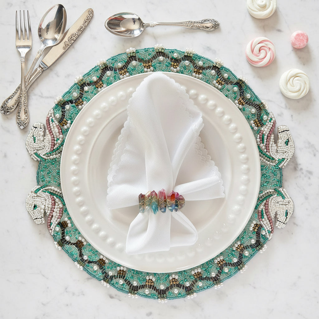 Tahiti Napkin ring, in Amber, Seafoam Blue & Rainbow