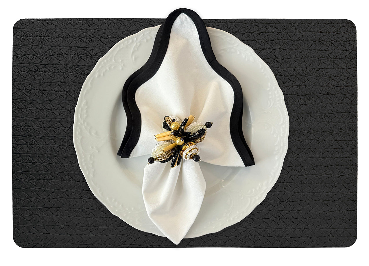 Wheat Rectangle Placemat in Black, Set of 4