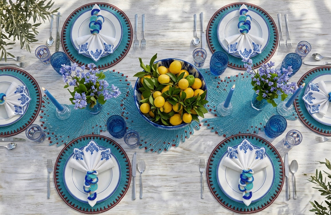 The Azure Beaded placemat, Set of 2