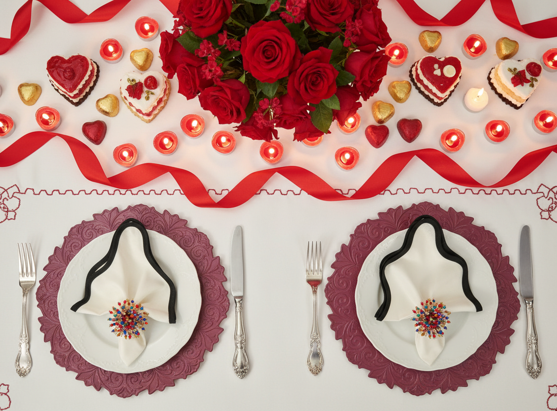 Red Embossed Faux Leather Round Placemat, Set of 4