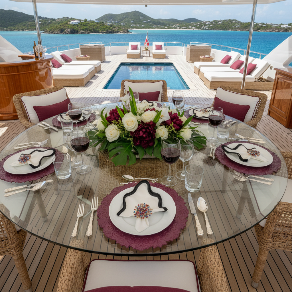 Red Embossed Faux Leather Round Placemat, Set of 4