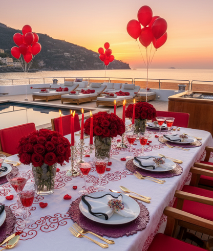 Red Embossed Faux Leather Round Placemat, Set of 4