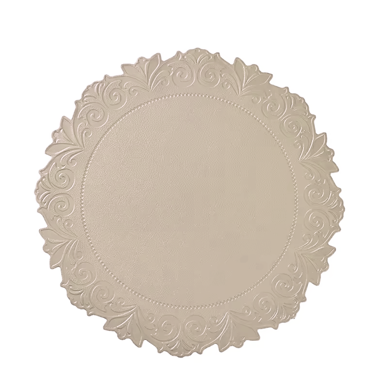 Cream Embossed Faux Leather Round Placemat, Set of 4