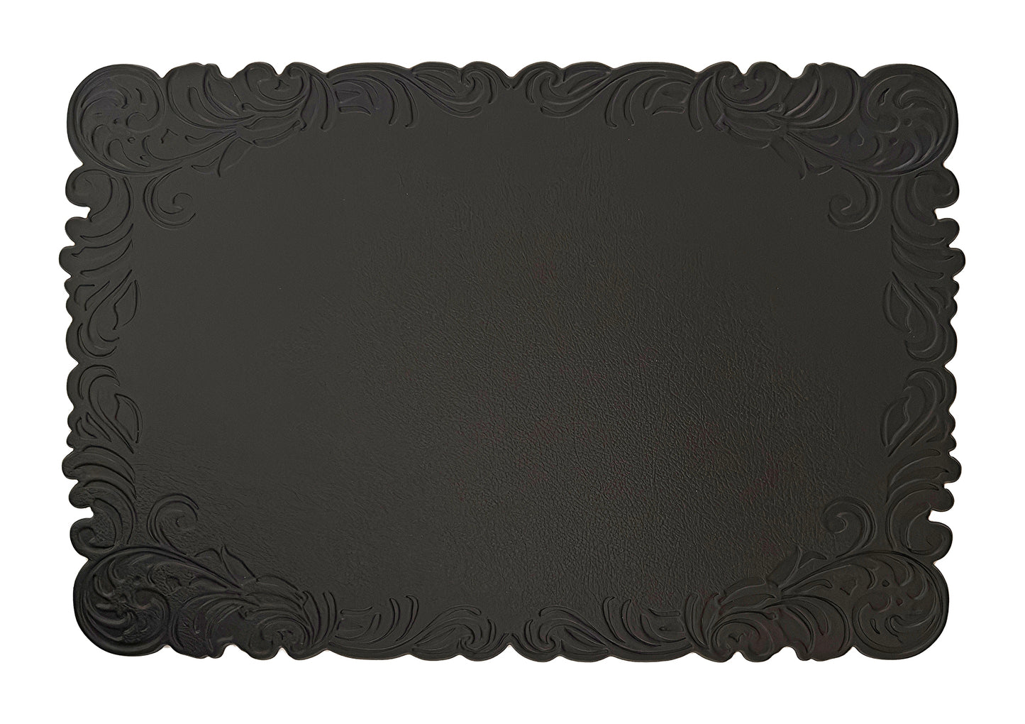 Black Embossed Faux Leather Rectangle Placemat, Set of 4