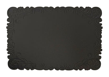 Black Embossed Faux Leather Rectangle Placemat, Set of 4
