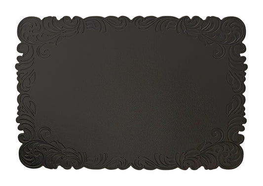 Black Embossed Faux Leather Rectangle Placemat, Set of 4