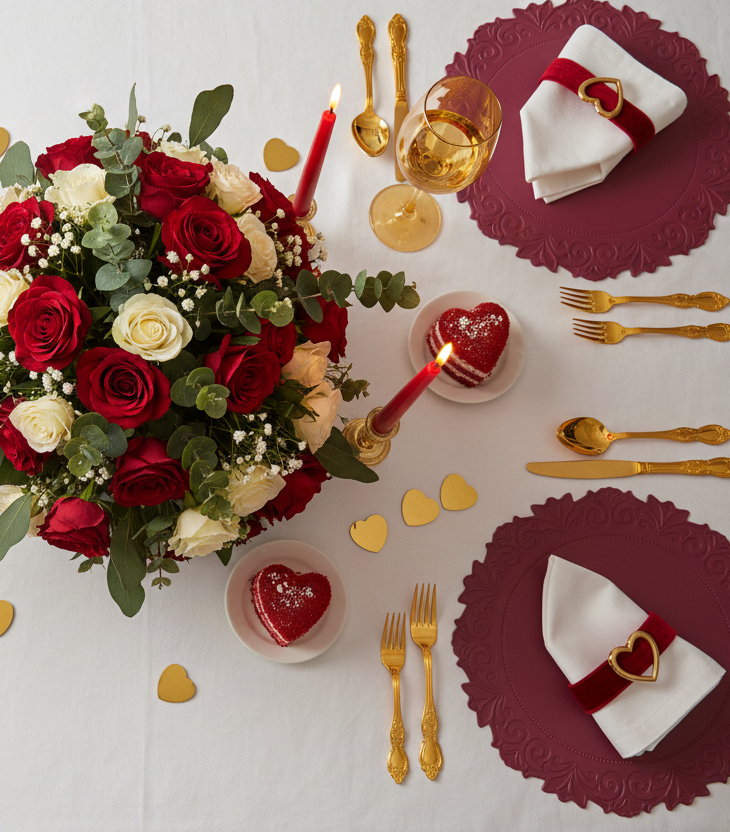 Red Embossed Faux Leather Round Placemat, Set of 4