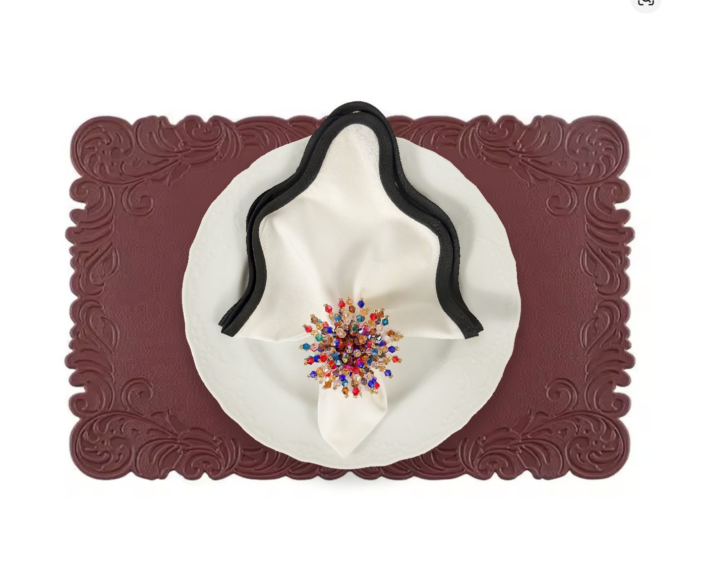 Red Embossed Faux Leather Rectangle Placemat, Set of 4