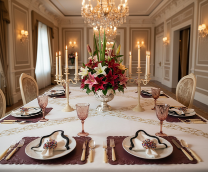 Red Embossed Faux Leather Rectangle Placemat, Set of 4