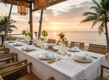 White Small weave Rectangle Placemat, Set of 4